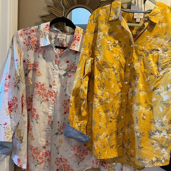 St. John’s Bay Women’s Floral Long Sleeved Cotton Button Up Tops XL Gorgeous! - Picture 10 of 15
